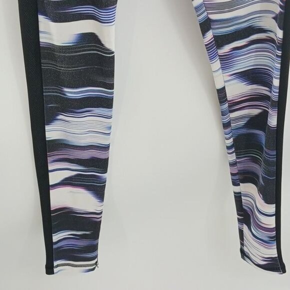 PUMA Leggings Abstract Striped Black Blue Activewear Workout Womens Size S - Picture 3 of 6